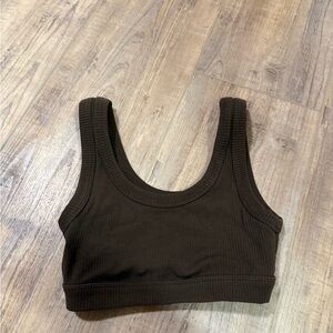 ALO Yoga Dark Brown Ribbed Crop Top
